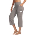 thumbnail image 1 of High Stretch Capri Yoga Pants for Women Soft Wide Leg Pants High Waist Casual Capris with Pockets Light Gray L, 1 of 6