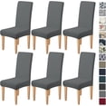 thumbnail image 1 of High Stretch Chair Covers for Dining Chairs, Removable Washable Dining Chair Covers Set of 6, Soft Seat Covers Chairs Protectors for Home Kitchen Party Hotel Restaurant Banquet, Grey, 1 of 9