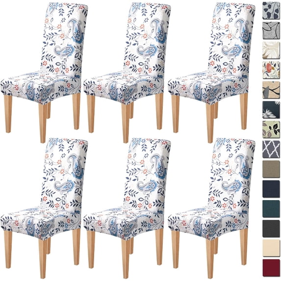 High Stretch Chair Covers for Dining Chairs, Washable Dining Chair Covers Set of 6, Soft Kitchen Chairs Seat Covers, Parsons Chair Slipcovers Protectors for Home Hotel Restaurant Banquet