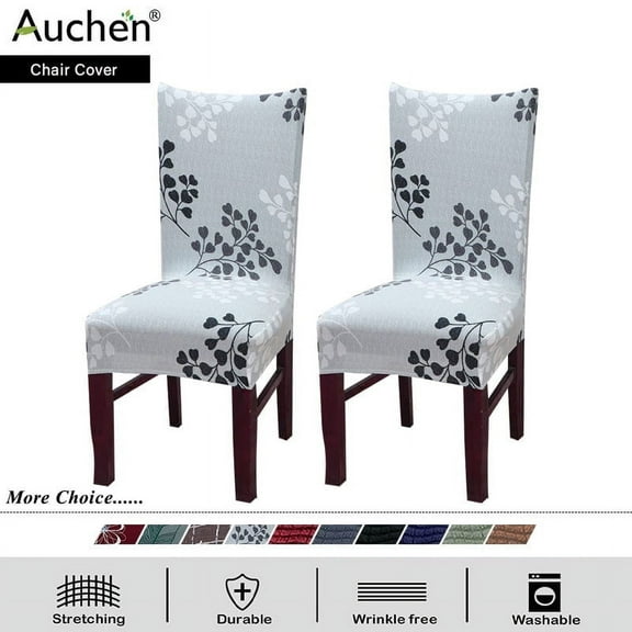 High Stretch Dinner Chair Covers Set of 2, Dining Chair Slipcovers Removable Washable Dining Chair Protector Cover for Hotel Dining Room Banquet Wedding Party Restaurant (Gray – Pattern 1)