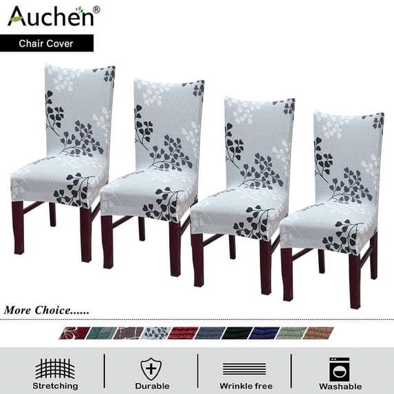 High Stretch Dinner Chair Covers Set of 4, Dining Chair Slipcovers Removable Washable Dining Chair Protector Cover for Hotel Dining Room Banquet Wedding Party Restaurant (Gray – Pattern 1)