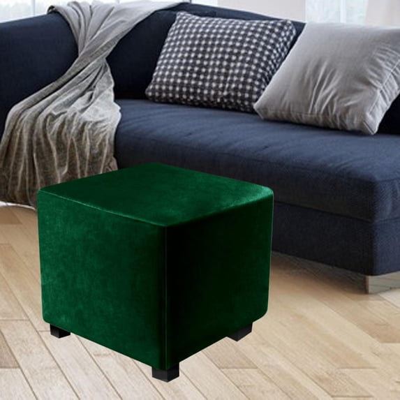 High Stretch Square Chair Cover Stool Furniture Protector Washable Removable Dark Green