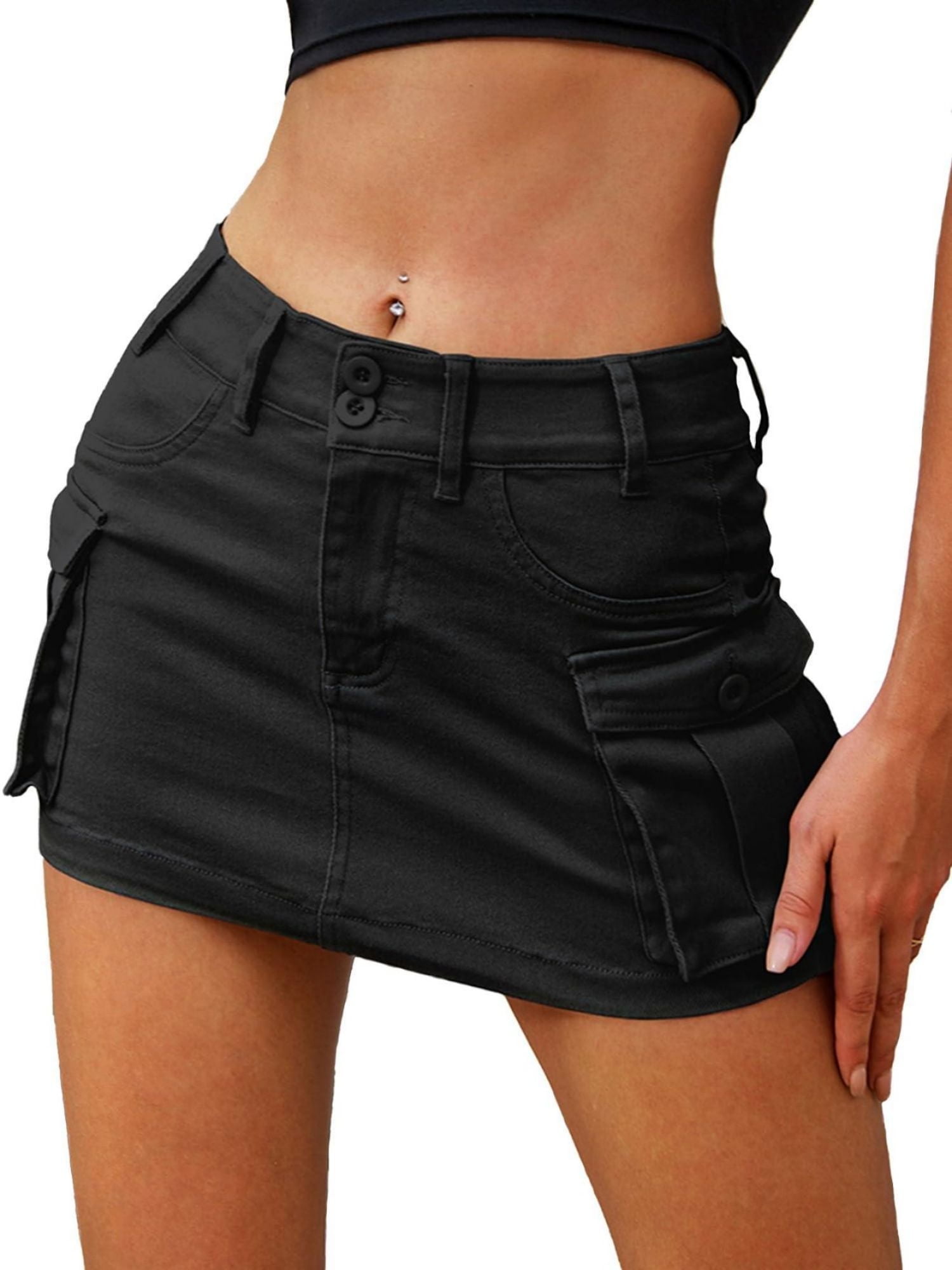 Cargo-Style Mini Skirt with Elastic Waist and Snap Pockets main image 0