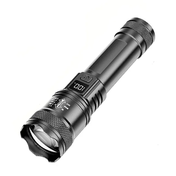 High Strong Power Led Flashlights 2000LM Tactical Torch with Display Light USB Charging Camping Fishing Emergency Zoom Lantern