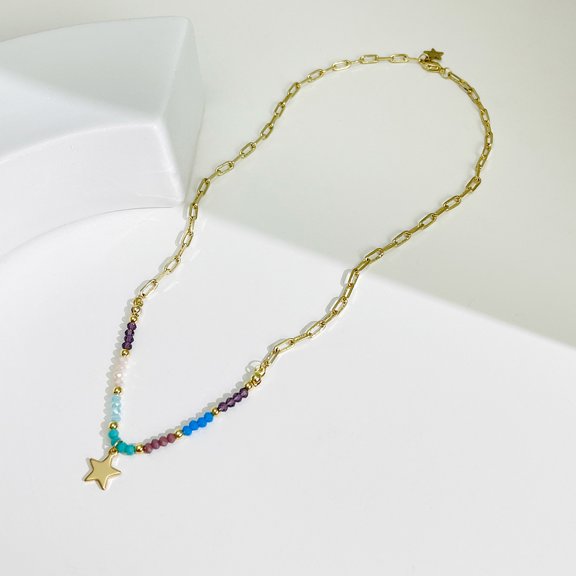 High Stylish Textured Colorful Beaded Pendant Necklace