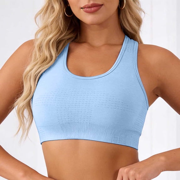 High Support Sports Bra Removable Padding Yoga Tank Top For Running Training Non Comfort, S, Blue