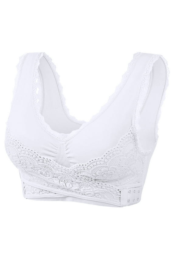 High Support Sports Bras for Women Back-Smoothing Bra Feature V-Neck Nursing Bra Style W-1089 Front Closure Closure Bra White 3XL