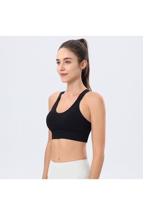 High Supportive Wirefree Performance Bra for Women with Front Adjust Straps Ideal for Yoga Run and Workout—All-Season Comfort and Full Coverage, XL, Black