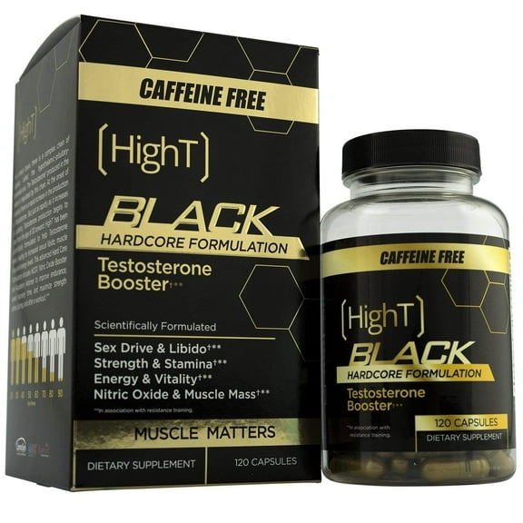 High T Black Caffeine Free Natural Testosterone Booster Hardcore Formulation 120 Count