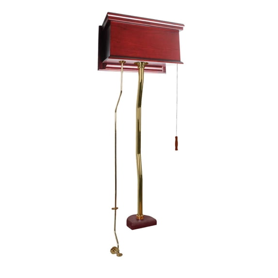 High Tank Toilet Pull Chain Conversion Kit Cherry Wood Flat Panel Hardwood Tank Brass Plated Stainless Steel Z-Pipe 59"-74" Renovator's Supply