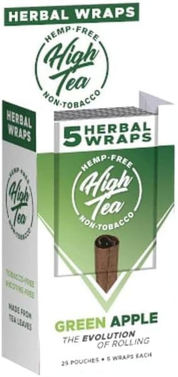 High Tea Non Tobacco All Natural Herbal Smoking Wraps Green Apple