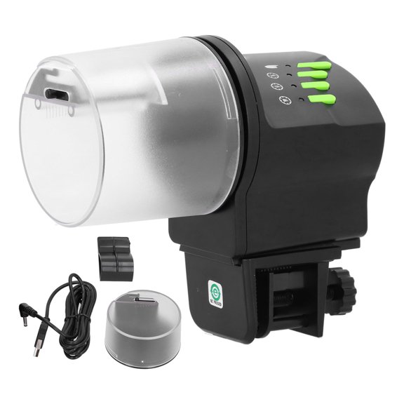 High-Tech Automatic Fish Feeder, Programmable Vacation Feeding System for Aquariums, Battery-powered with Plug-in Backup