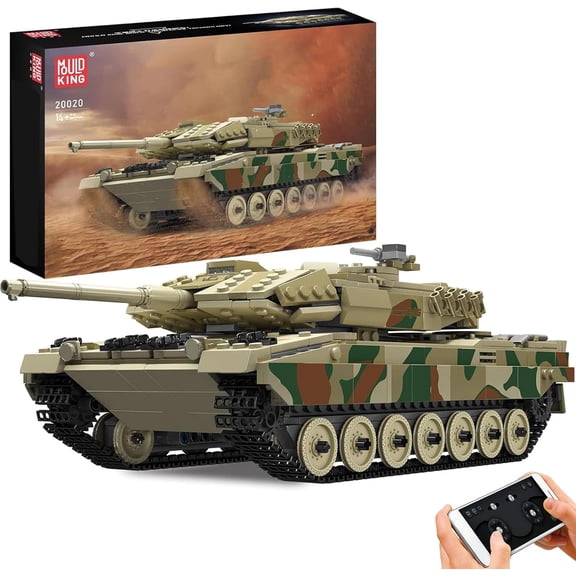 High-Tech MOC Leopard 2 Tank Toy,Military Vehicles Construction Blocks Set,Remote Control Electric Building Brick Blocks (1091+ Pieces)