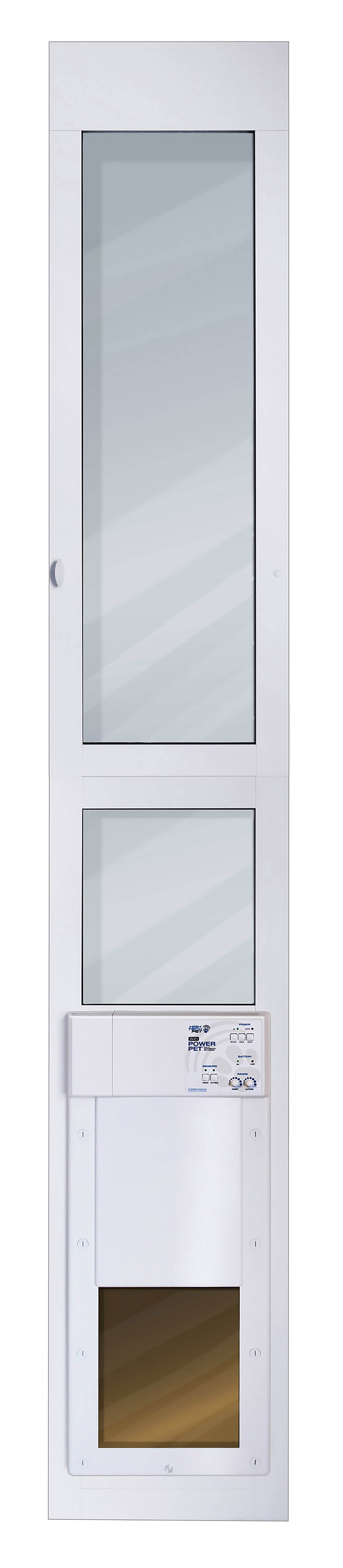 High Tech Pet Power Pet Patio Panel for Sliding Glass Door Installations, Double Pane, Low E, Med Extra Tall (96" x 14") - Wi-Fi Smartphone Controlled