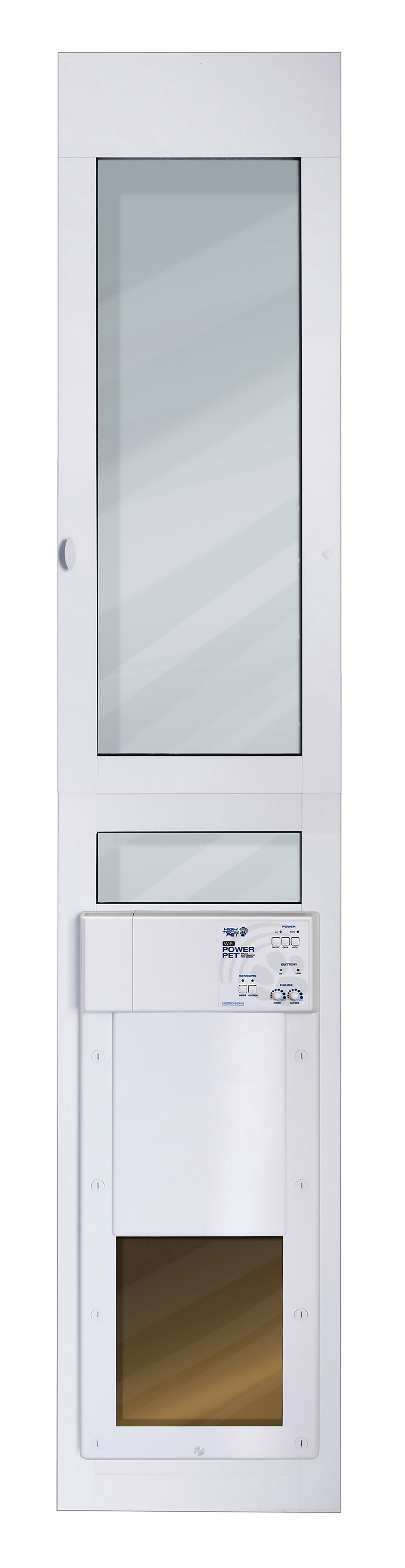 High Tech Pet Power Pet Patio Panel for Sliding Glass Door Installations, Double Pane, Low E, Med Reg Height (81.25" x 14") - Wi-Fi Smartphone Controlled