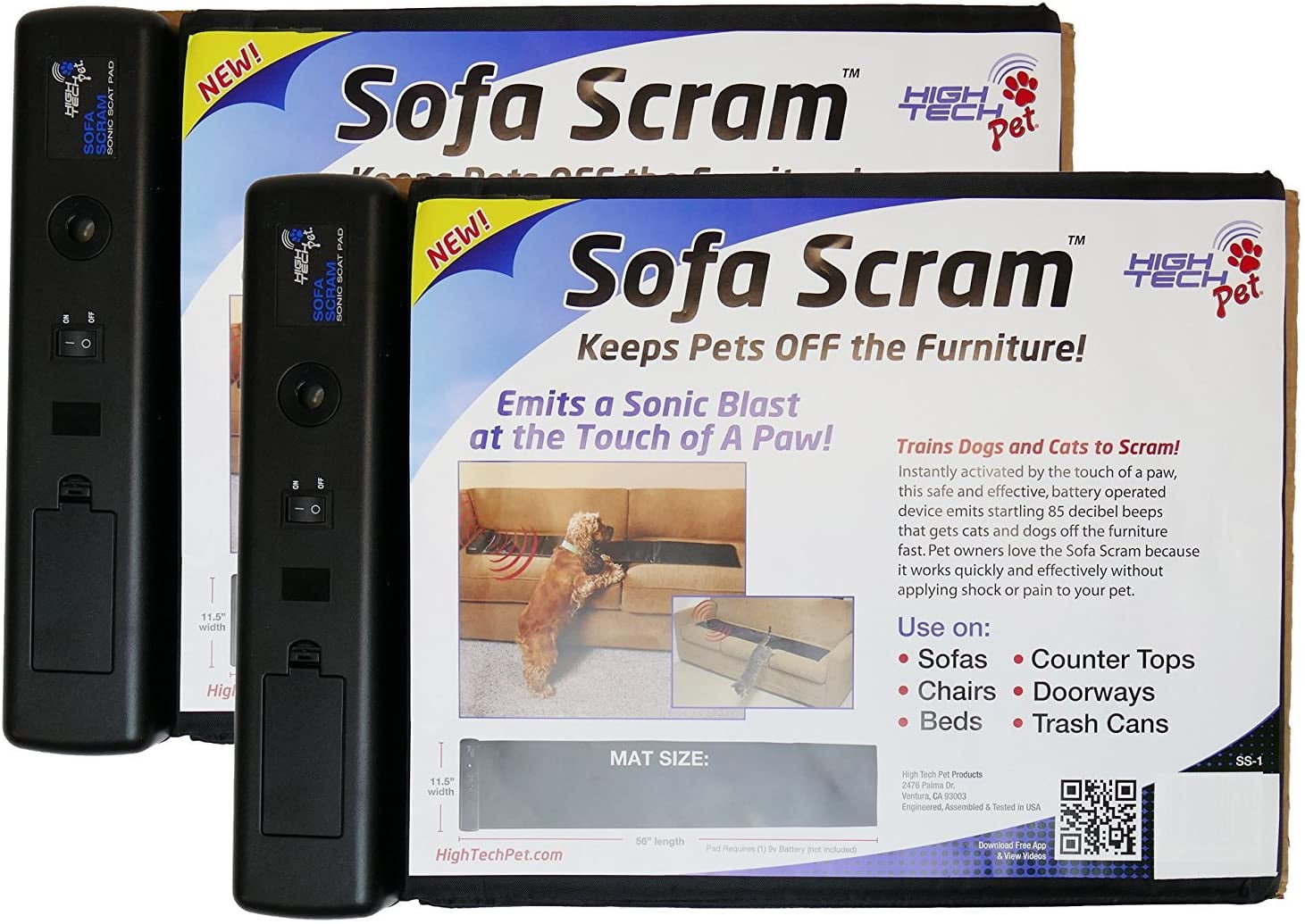 High Tech Pet Sofa Scram Sonic Deterrent, Repellent for Dogs and Cats (2 Pack)
