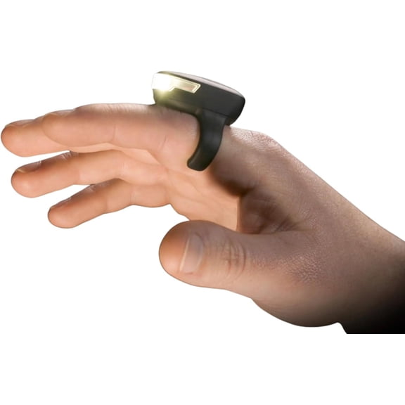 High Tech Wearable LED Flashlight - Rechargeable - 3 Light Modes - IPX7 Weather Resistant - USB-C - Custom Fit Ring - Long Lasting - Black