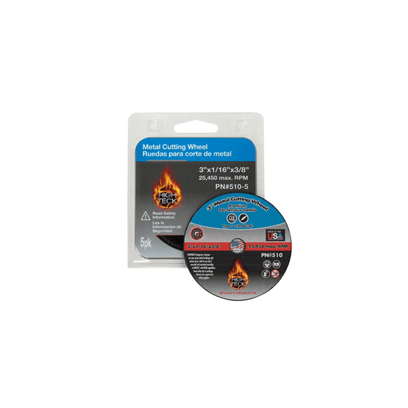 High Teck Products 520-50 Cut-Off Wheel, 3 in Dia x 3/16 in in THK, 3/8 in Center Hole, Aluminum Oxide