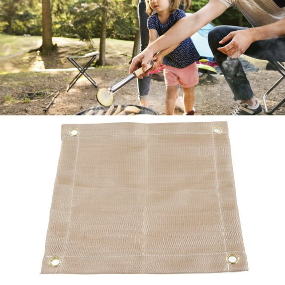 High,Temp Fire Pit Mat, Fiberglass, Foldable, Portable For Camping BBQ