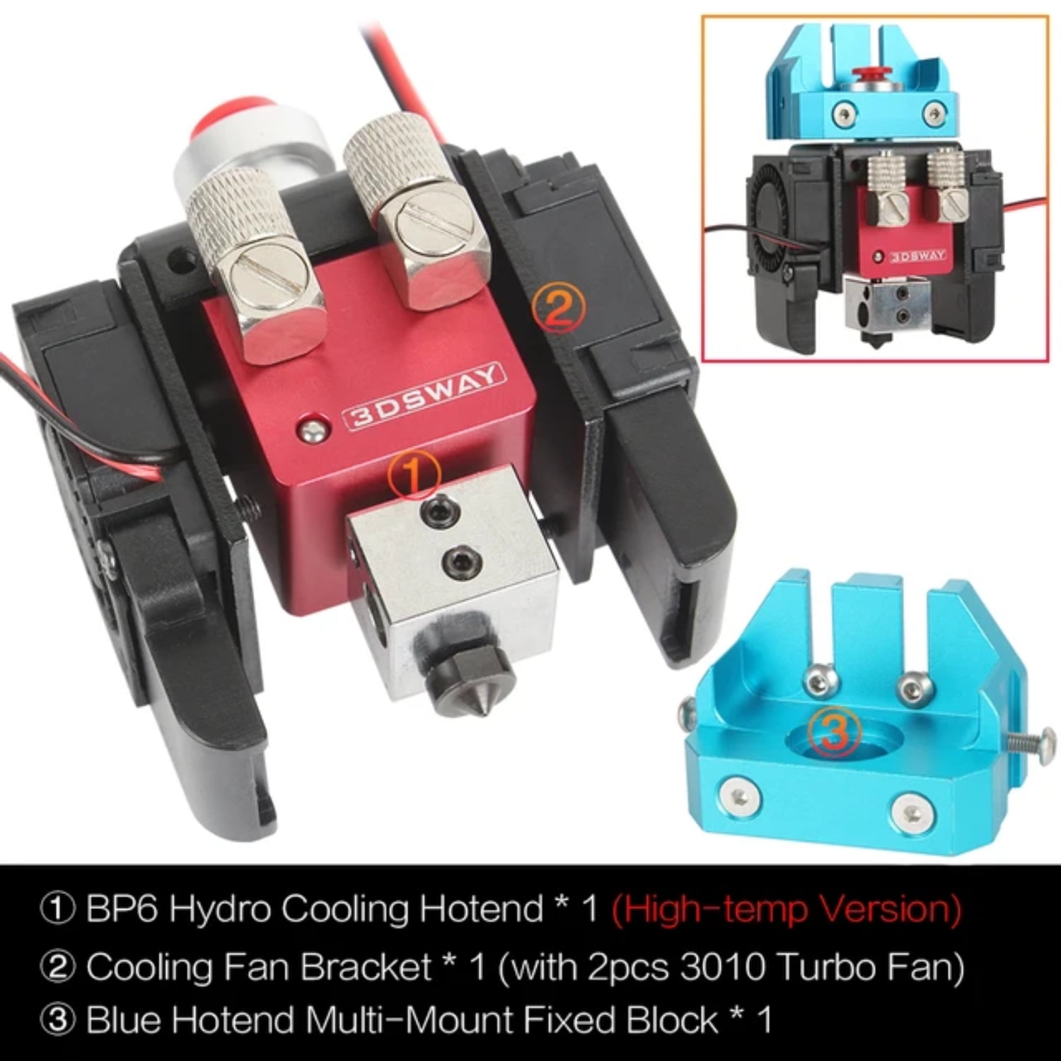 High Temp and Low Temp All Metal BP6 Water Cooling Hotend Kit Hydro
