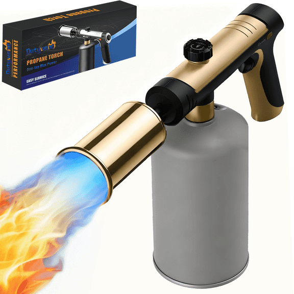 High Temp Propane Torch Gun - One-Touch Max Flame, Grill Gun with Safety Lock, Adjustable Torch Lighter for Creme Brulee, BBQ Grilling, Baking, Welding & Camping (Protane Tank Not Included)