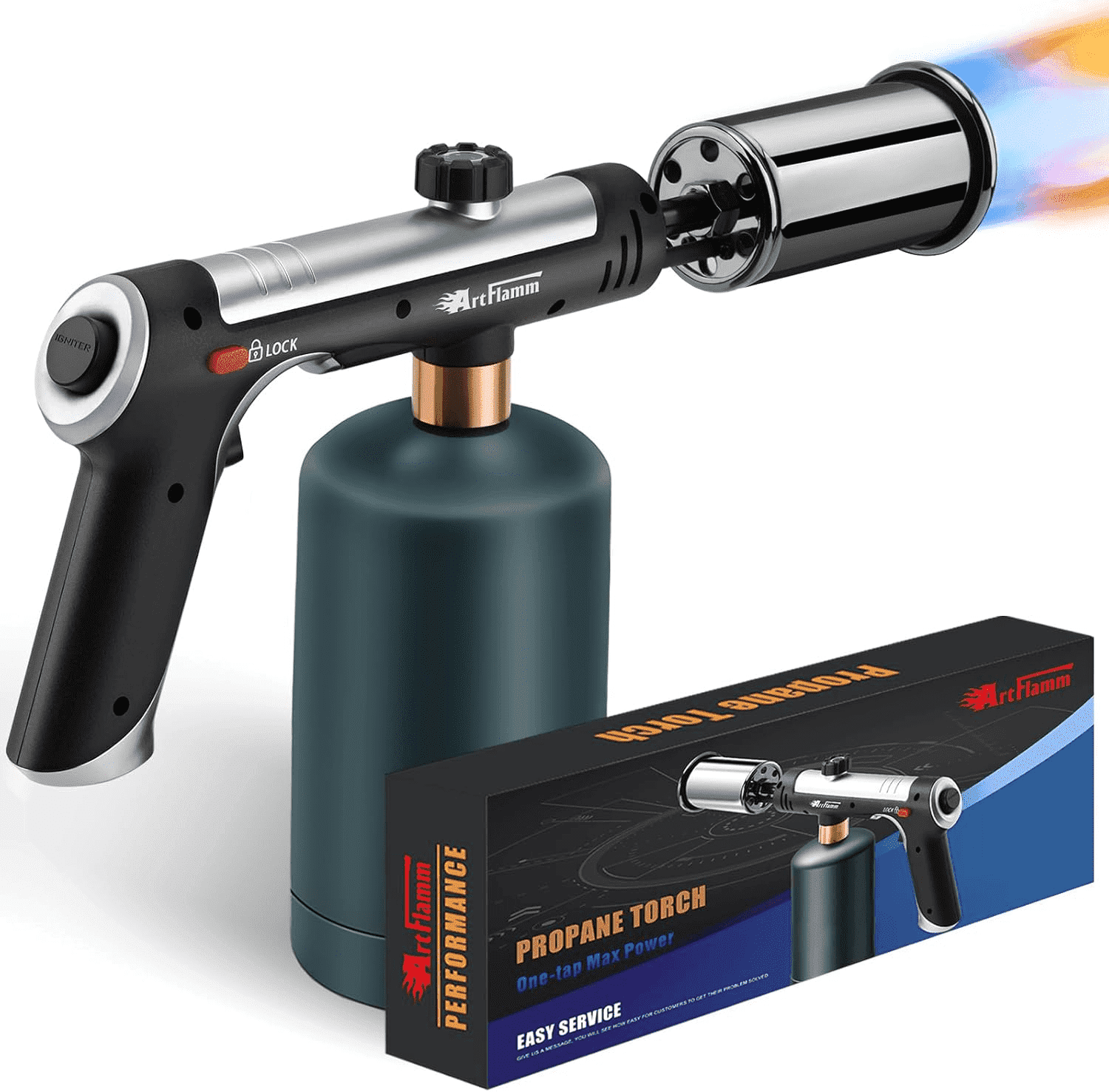 High Temp Propane Torch Gun - One-Touch Max Flame, Grill Gun with ...