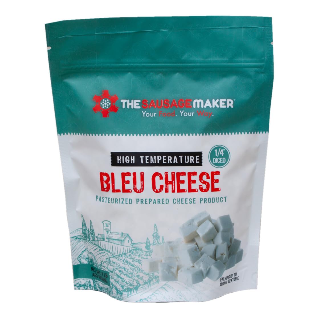 High Temperature Bleu for Sausage Making 1 lb. 1/4 inch diced cubes