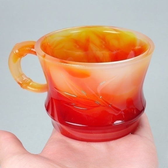 High Temperature Imitation Agate Bamboo Shape Porcelain Tea Cup Kung Fu Style Household Teacup for Daily Use