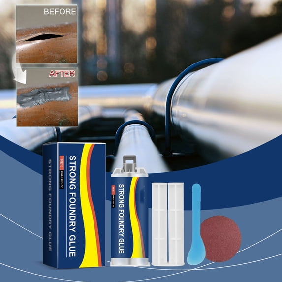 High Temperature Metal Repair Glue for Iron Steel Casting, Strong Foundry Adhesive for Sand Holes, Pipes, Tanks, Concrete, Quick Set Permanent Bond Epoxy