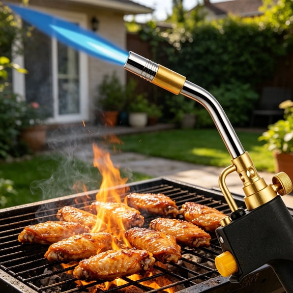 High-Temperature Propane Torch Head, Portable MAPP Gas Welding Torch for Soldering & Refrigeration Repair, Adjustable Flame Blowtorch with Brass Nozzle