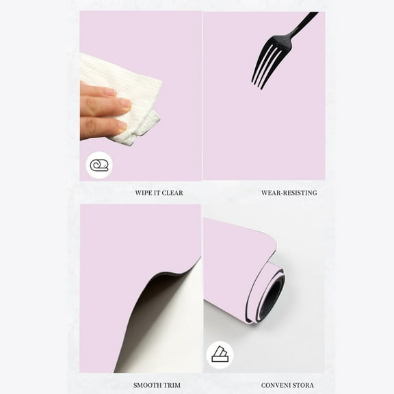 High Temperature Resistance Place Mats,Solid Color Silicone Placemat, Multipurpose Kitchen Counter Mat, Smooth and Even, Suitable for Refrigerators,Drawers,Sinks(Pink)