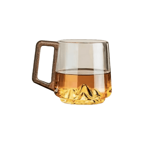 High Temperature Resistant Glass Tea Cup With Walnut Wood Handle Heat Resistant Drinking Mug For Office Home Use Retro Style Glassware