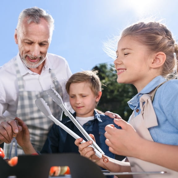 High-Temperature Resistant Kitchen Food Clip (34x3.5cm) - Non-Slip Grip, Extended Heatproof Handle, Push Lock & Vertical Stand, Hanging Hole for Storage, Ideal for Steak/Frying Vegetables