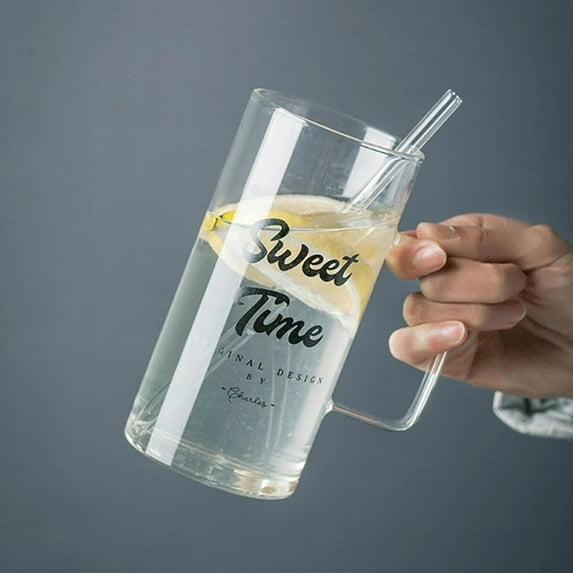 High Temperature Resistant Letter Cold Drink Cup With Handle Large Capacity Office Water Glass Beer