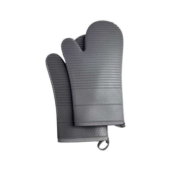 High Temperature Silicone Oven Gloves - 14 inch Lengthened Heat Insulating Mitts for Baking, Roasting & Grilling