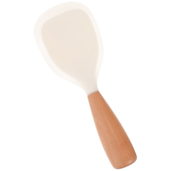 High Temperature Silicone Rice Spoon with Wooden Handle, Non-Stick Serving Spoon for Sushi and Cooking