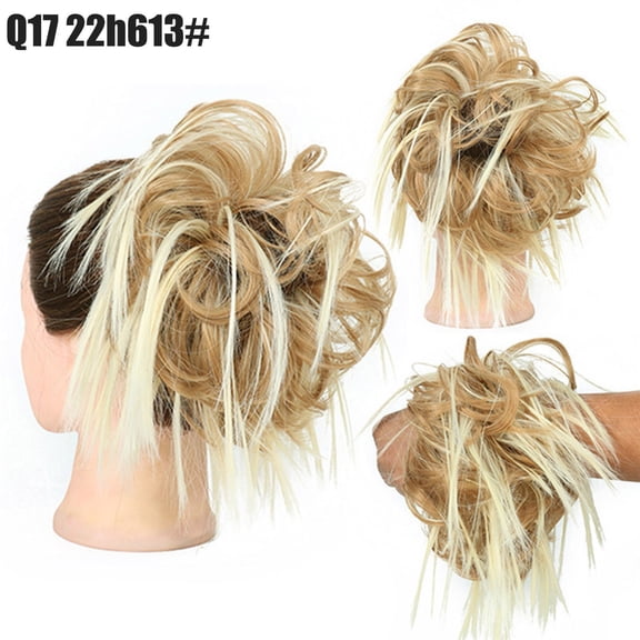 High Temperature Silk Synthetic Messy Bun Wig with Elastic Band Natural Fiber Hairpiece