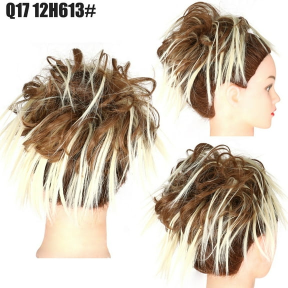High Temperature Silk Synthetic Messy Bun Wig with Elastic Band Natural Fiber Hairpiece