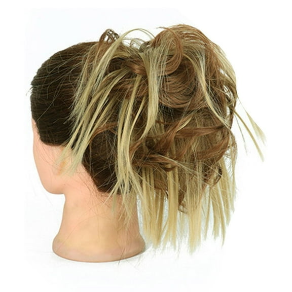 High Temperature Silk Synthetic Messy Bun Wig with Elastic Band Natural Fiber Hairpiece