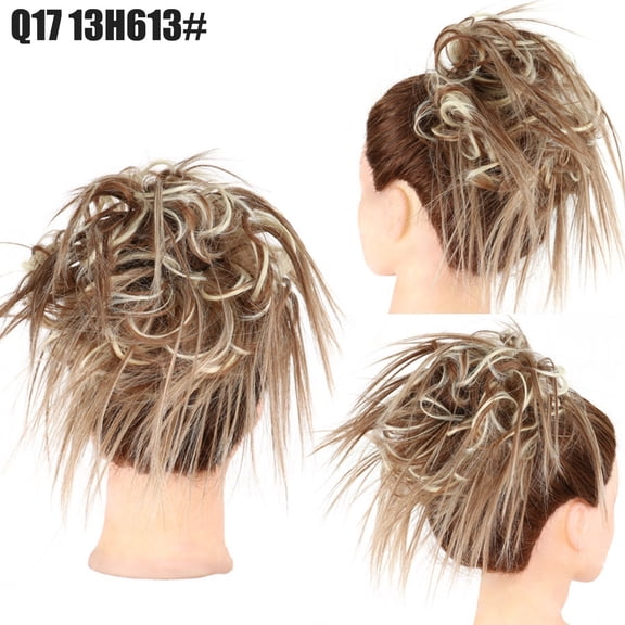 High Temperature Silk Synthetic Messy Bun Wig with Elastic Band Natural Fiber Hairpiece