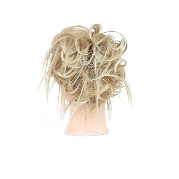 High Temperature Silk Synthetic Messy Hair Tie Elastic Band Bun Wig for Stylish Blonde and Brown