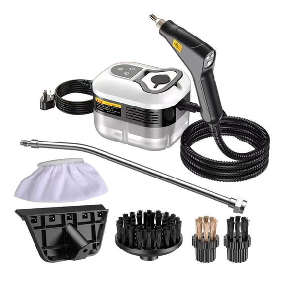 High Temperature Steam Cleaner for Car Engine and Home, Compact Design, Large Water Tank, Multiple Brush Heads, 28x17x17.5cm, White 28x17x17.5cm