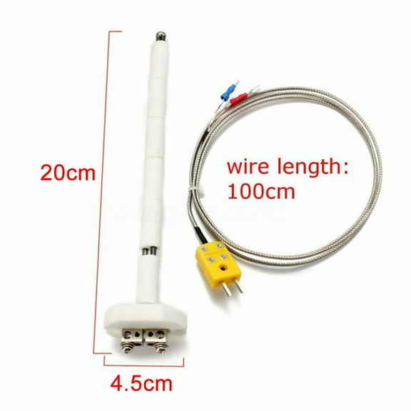 High Temperature Type K Thermocouple Core Ceramic Kiln Probe with 3.3ft Extension Cord Digital Temperature Sensor for Industrial Kiln Furnace Measurement 2372°F(200mm)