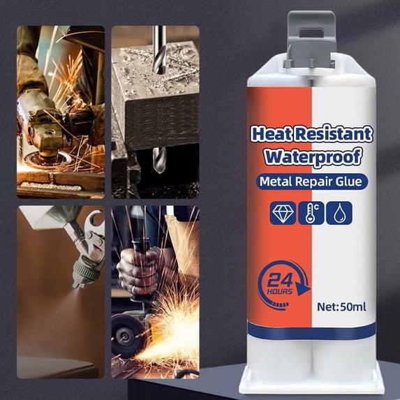 High Temperature Waterproof Metal Repair Glue Adhesive Kit for Casting Defects, Automotive, Plumbing, Household Fixes, Strong Bonding Epoxy for Steel, Aluminum, Iron, Crack Repair, Gap Filling