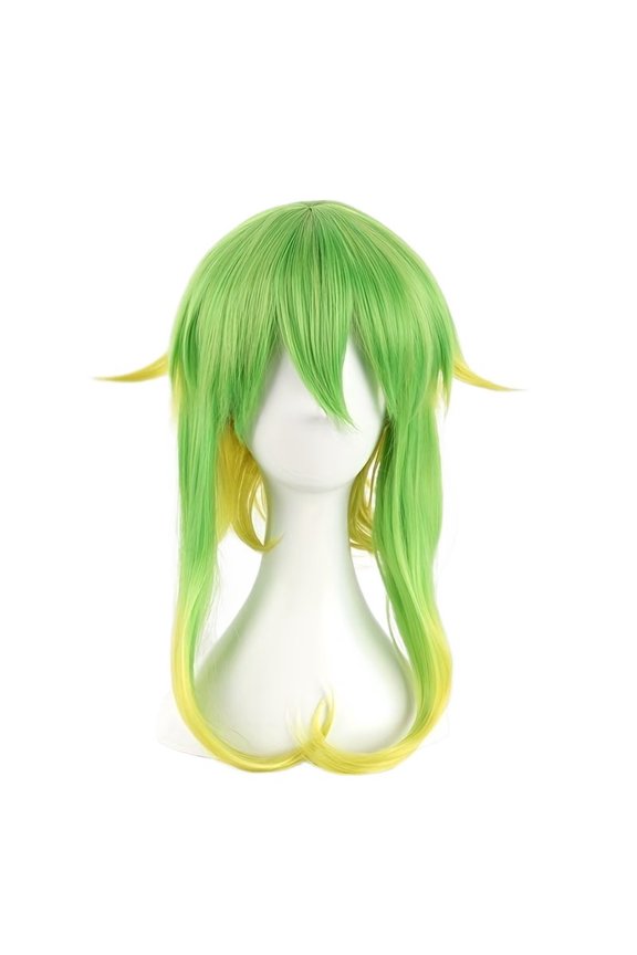 High-Temperature Wire Green-Yellow Gradient Long Straight Wig for Cosplay and Dance Parties
