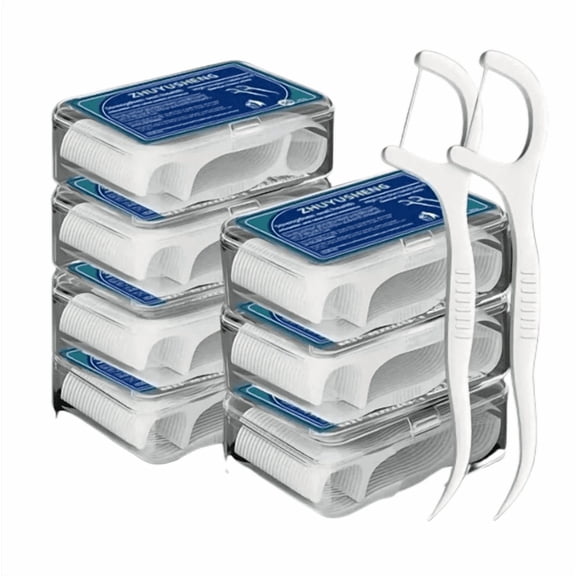 High-Tension, Lubricated Thread Dental Floss Picks, Portable Case, White, 50 Count (2-Packs)