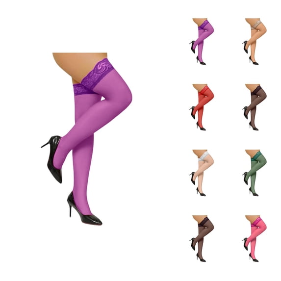 High Thigh Stockings with Wide Lace Trim, 6 Pairs Women's Lace Thigh-High Socks, Long Over-Knee Legwear for Elegant and Alluring Fashion