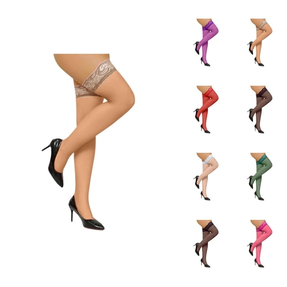 High Thigh Stockings with Wide Lace Trim, 6 Pairs Women's Lace Thigh-High Socks, Long Over-Knee Legwear for Elegant and Alluring Fashion