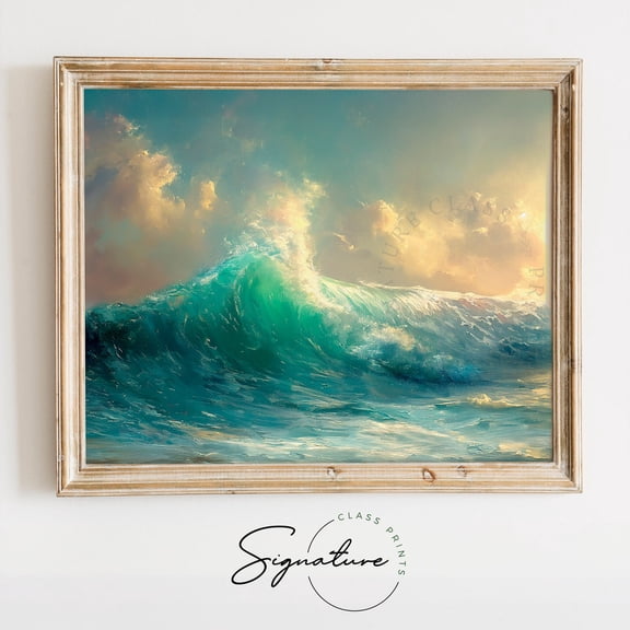 High Tide Wave, Cresting Wave Wall Art, Oceanic Force Artwork, Seashore Drama Decor, Vintage Coastal Ocean Drama 342 Unframed Paper Print