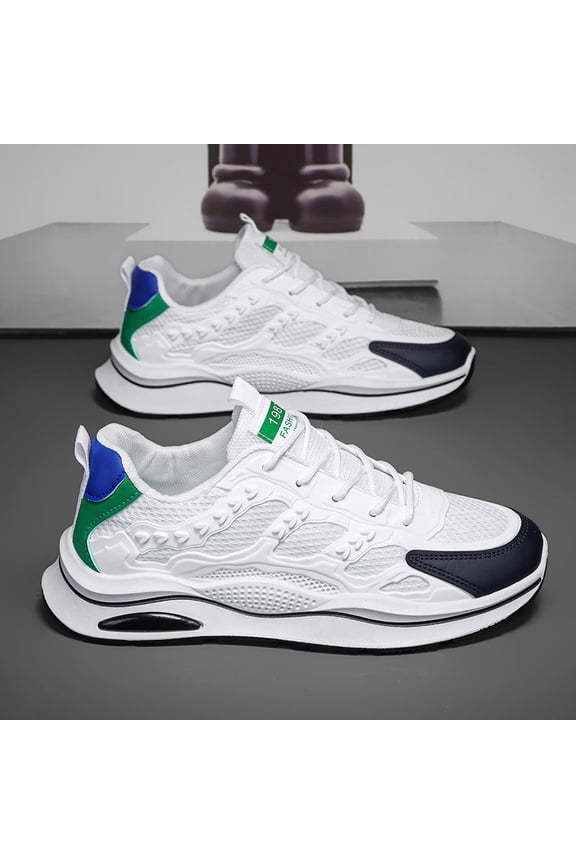 ' High-Top Breathable Athletic Sneakers with Air-Cushion Sole, Streetwear Suitable for Daily Workouts & Urban Commutes,Cushioned Insole & PVC Upper/Rubber Outsole - Lace-Up Gym